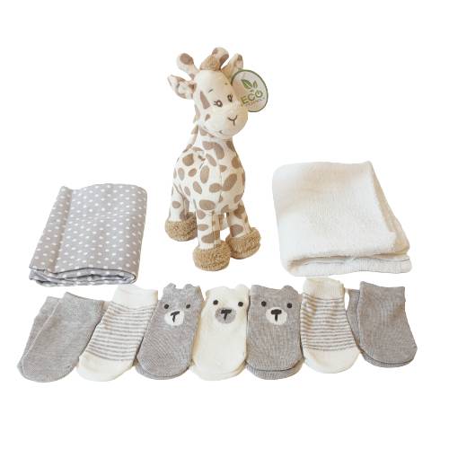 giraffe 2 tier nappy cake unisex baby gift crafted with nappies ribbons and cute plush giraffe