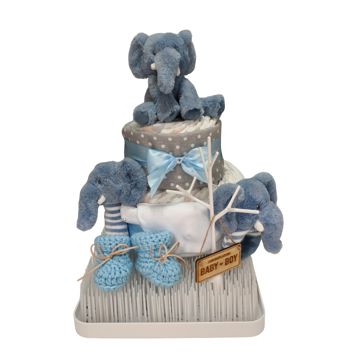 adorable gentle elephant blessing nappy cake newborn baby gift made with nappies and toy