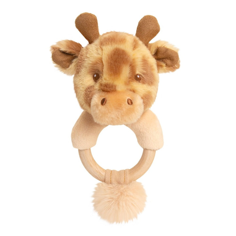 giraffe ring rattle baby toy for newborns made with soft plush and safe colorful materials
