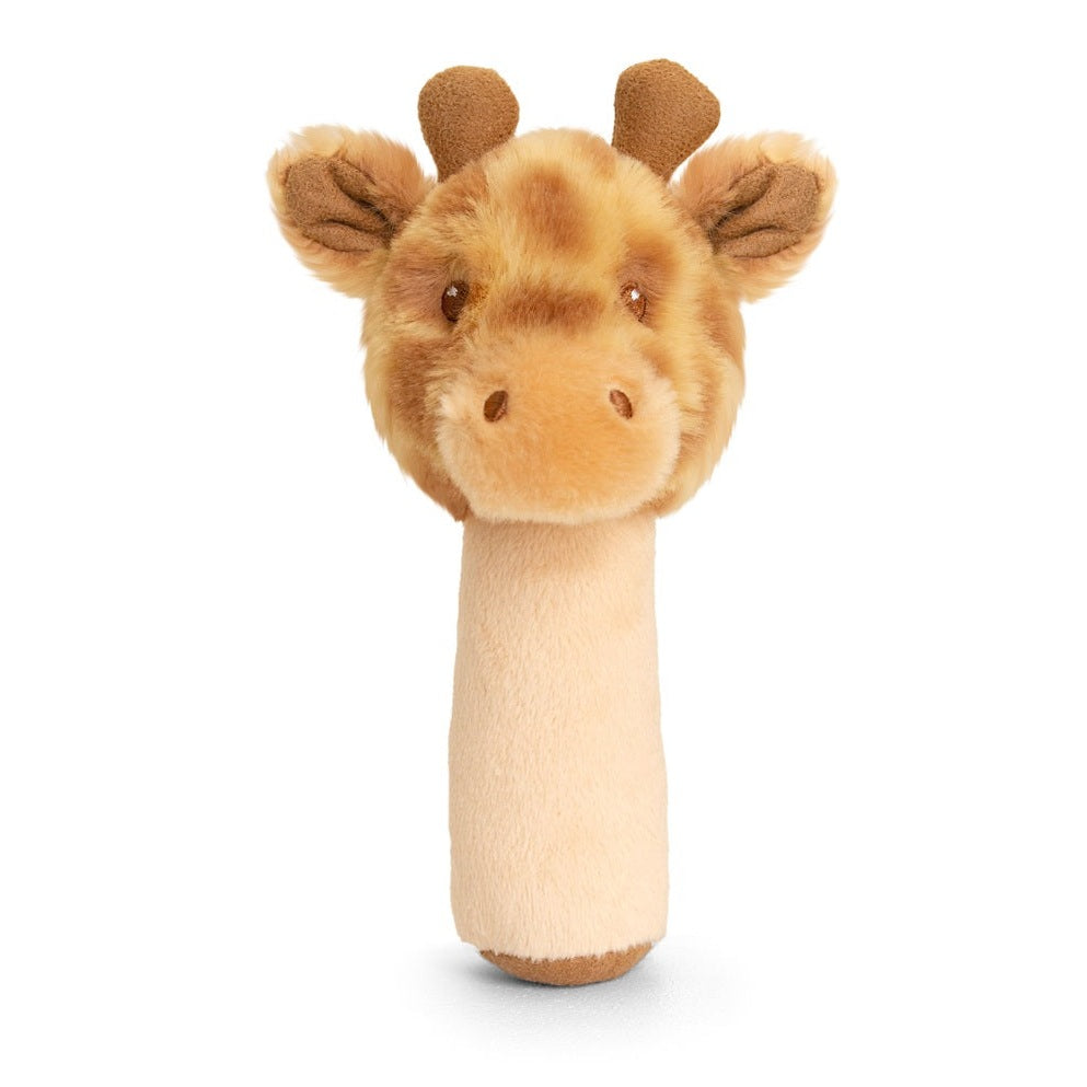 baby giraffe stick rattle toy for newborns featuring soft plush materials and easy hold design