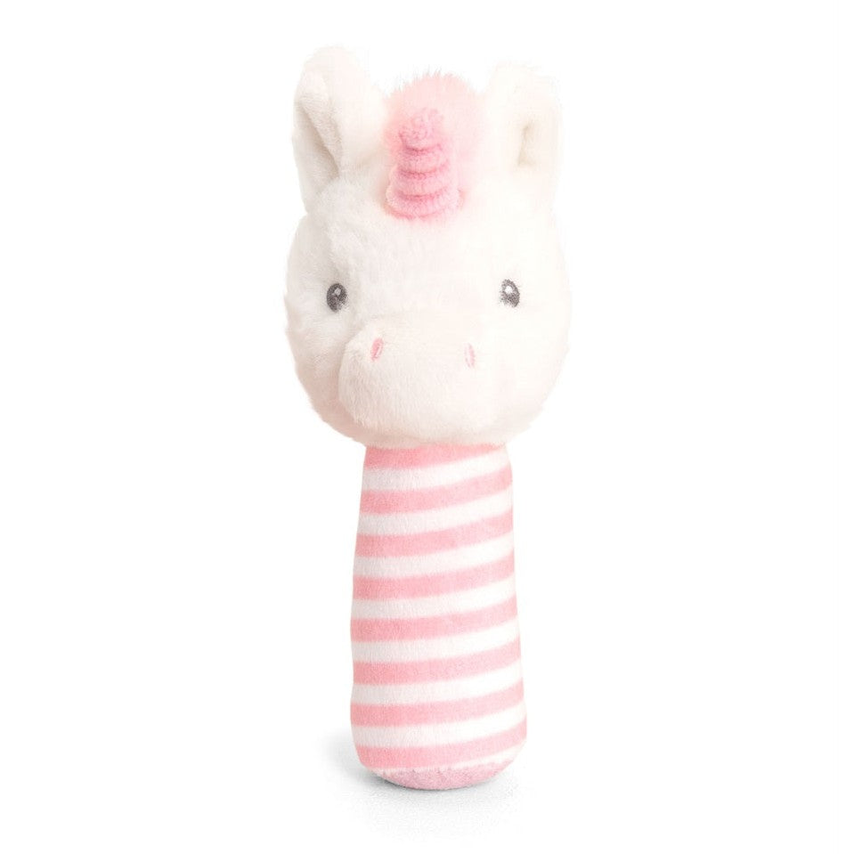 unicorn stick rattle baby toy for newborns made with soft plush and safe colorful materials