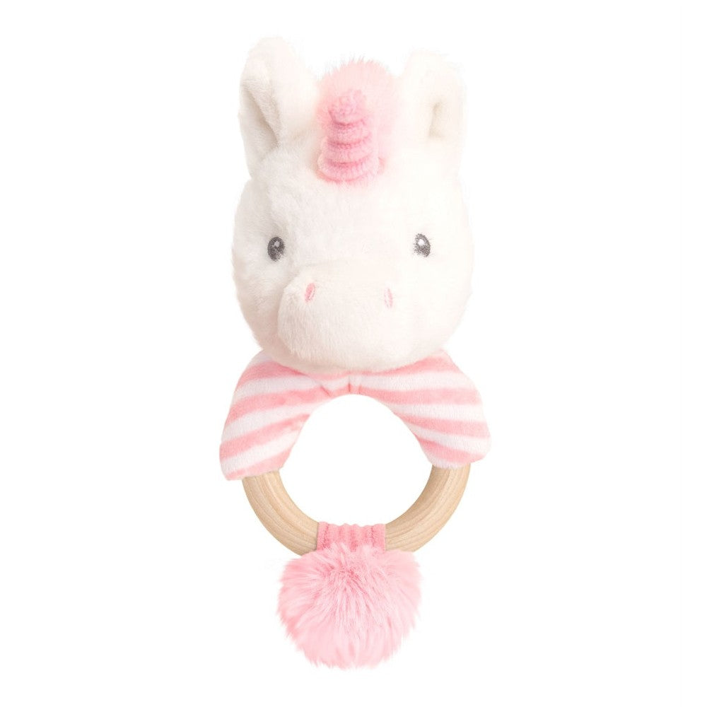 unicorn ring rattle baby toy made with soft materials safe for newborns and infants