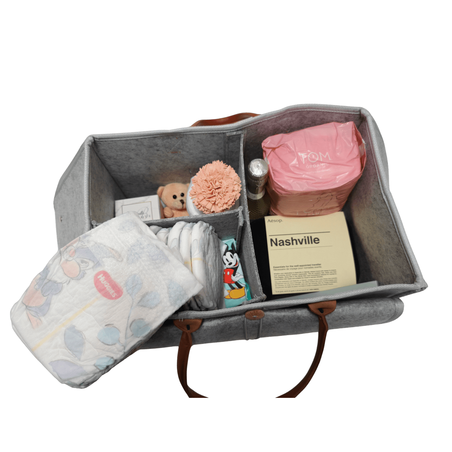 unique limited edition nappy caddy hamper gift for mum to be with baby products and accessories