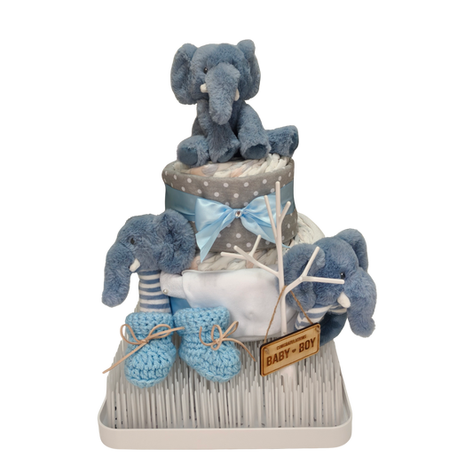 adorable gentle elephant blessing nappy cake newborn baby gift made with nappies and toy