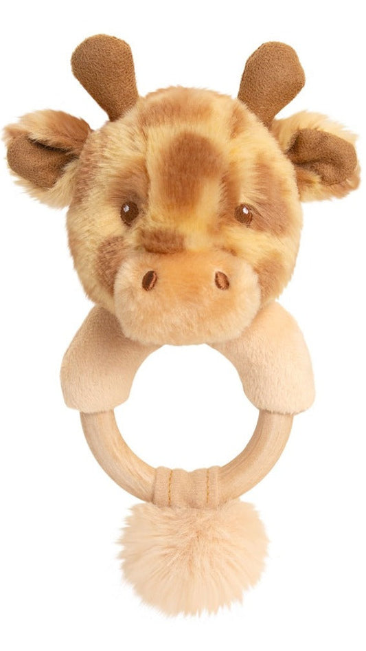 giraffe ring rattle baby toy for newborns made with soft plush and safe colorful materials