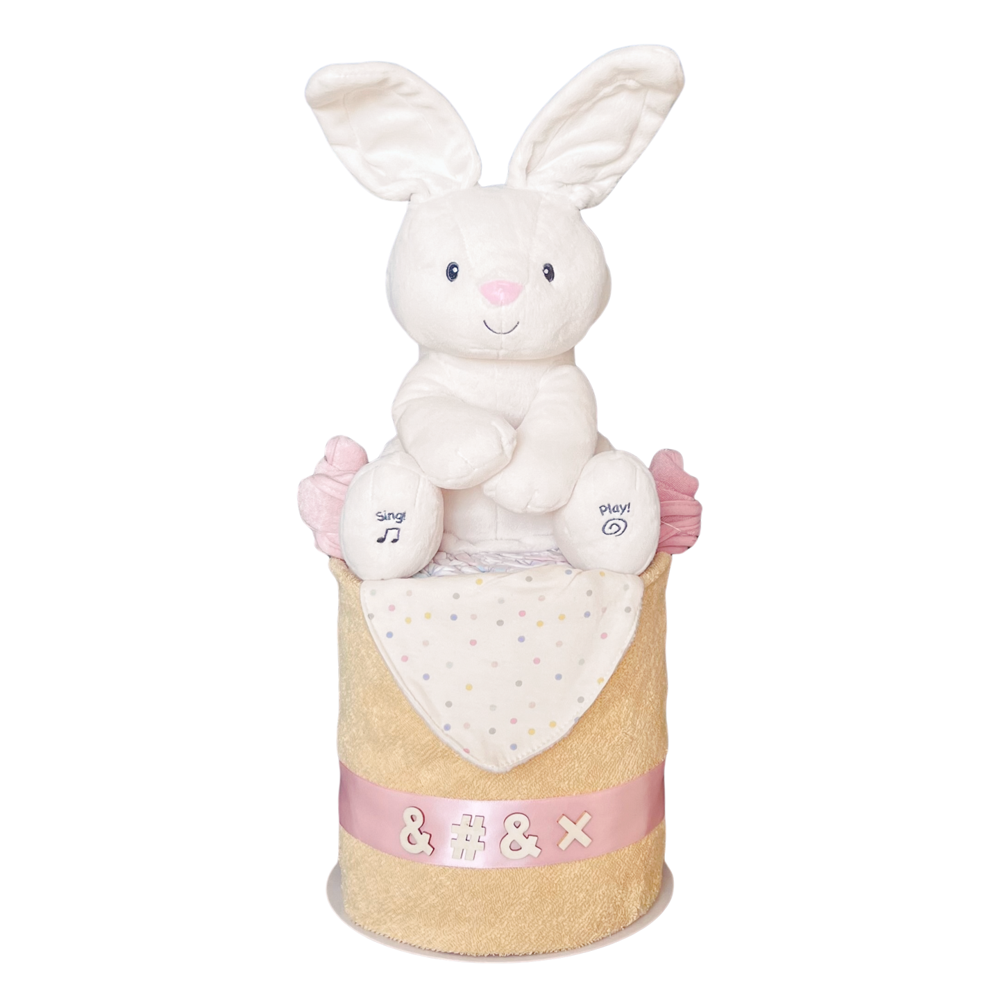 FLORA BUNNY NAPPY CAKE – ANIMATED PLUSH BY GUND