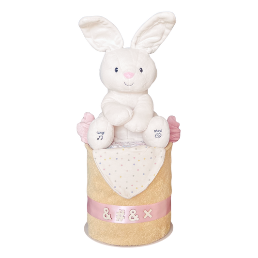 FLORA BUNNY NAPPY CAKE – ANIMATED PLUSH BY GUND