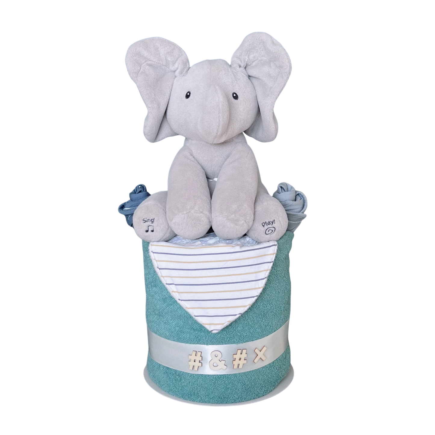 FLAPPY ELEPHANT NAPPY CAKE – ANIMATED PLUSH BY GUND