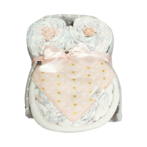 owl nappy cake love you lots baby gift crafted with rolled nappies ribbons and cute plush owl toy