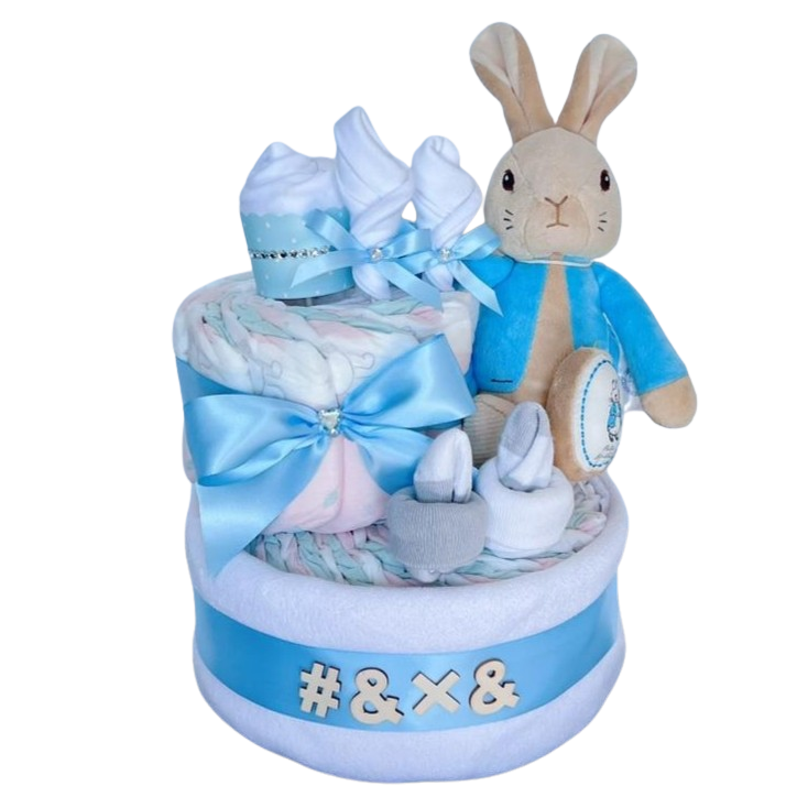 PETER RABBIT NAPPY CAKE | Luxury Neutral Baby Gift | Nappie Cakes