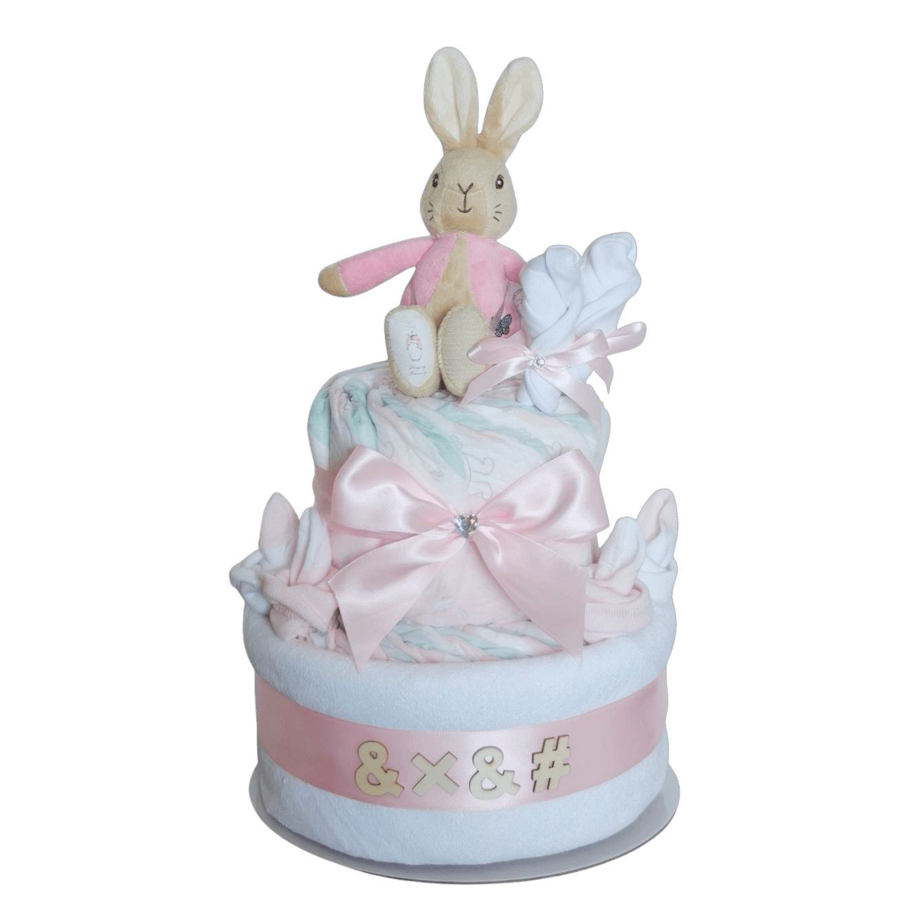 Napy Rabbit Peter Rabbit Sweet Blush Classic 2-Tier Nappy Cake | Personalised Baby ...
