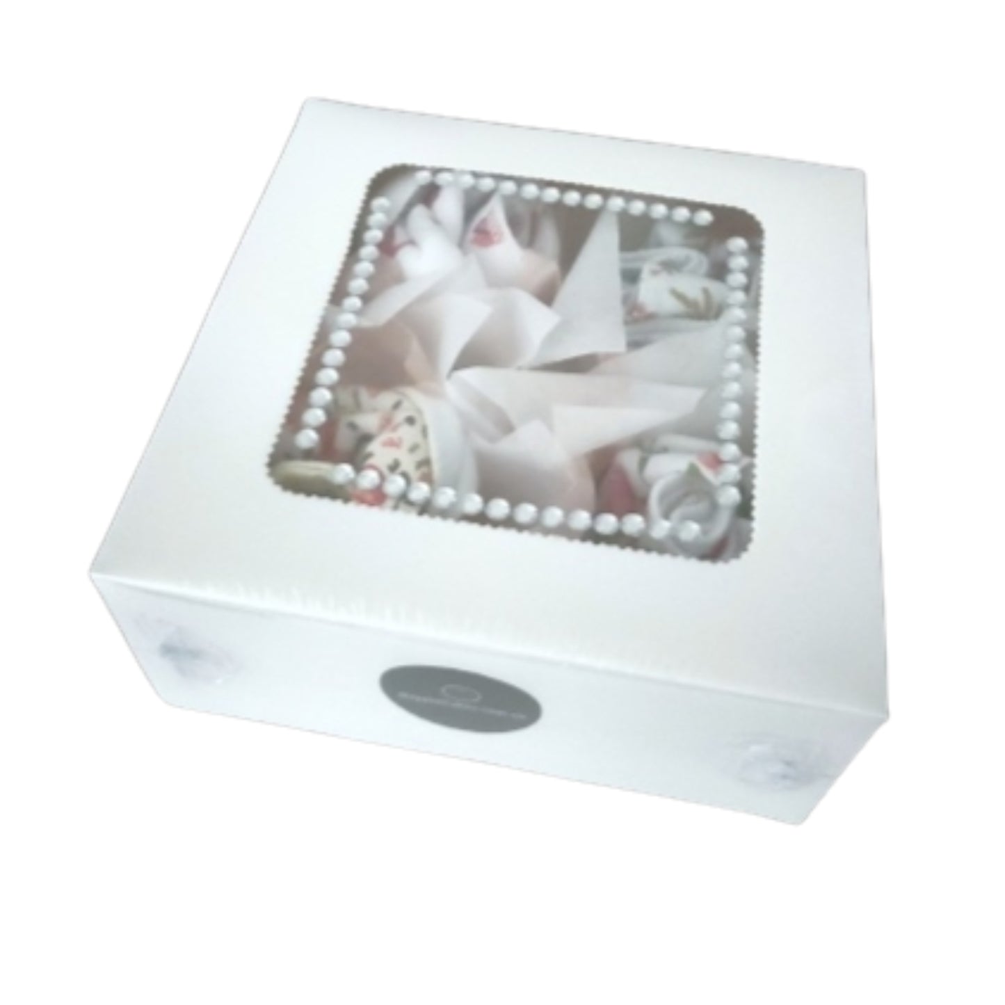 unique bib cupcakes gift box floral themed baby gift created with baby bibs and soft accents