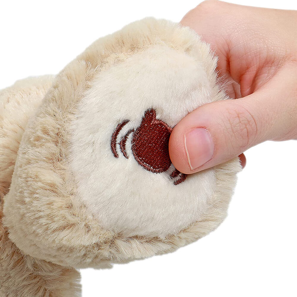 Close-up of the GUND Peek-a-Boo Bear paw with push-button activation for interactive peekaboo play.