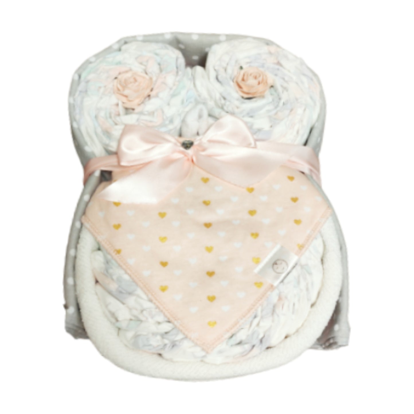 owl nappy cake love you lots baby gift crafted with rolled nappies ribbons and cute plush owl toy