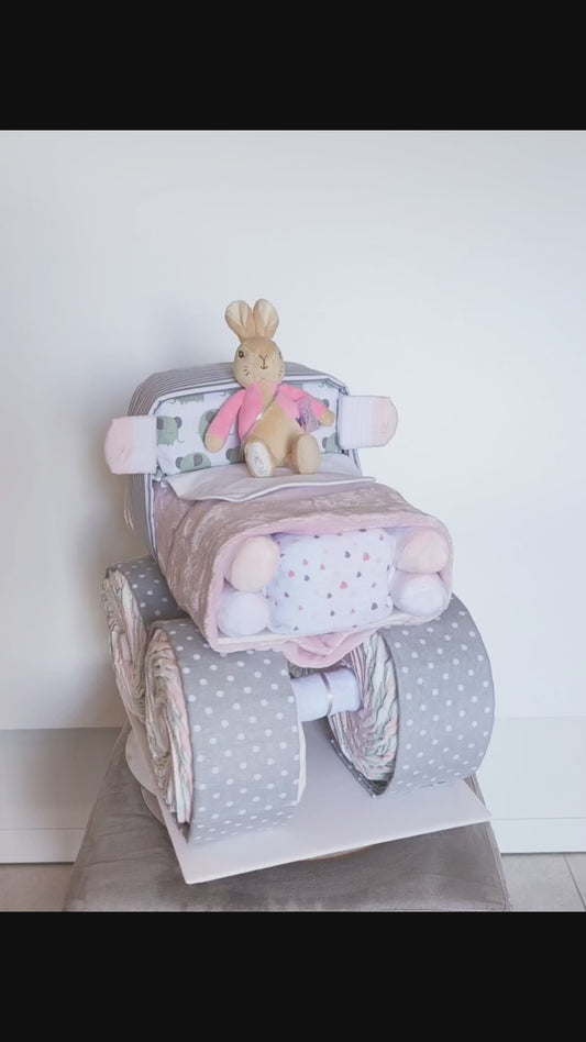 Truck Nappy Cake | Baby Girl