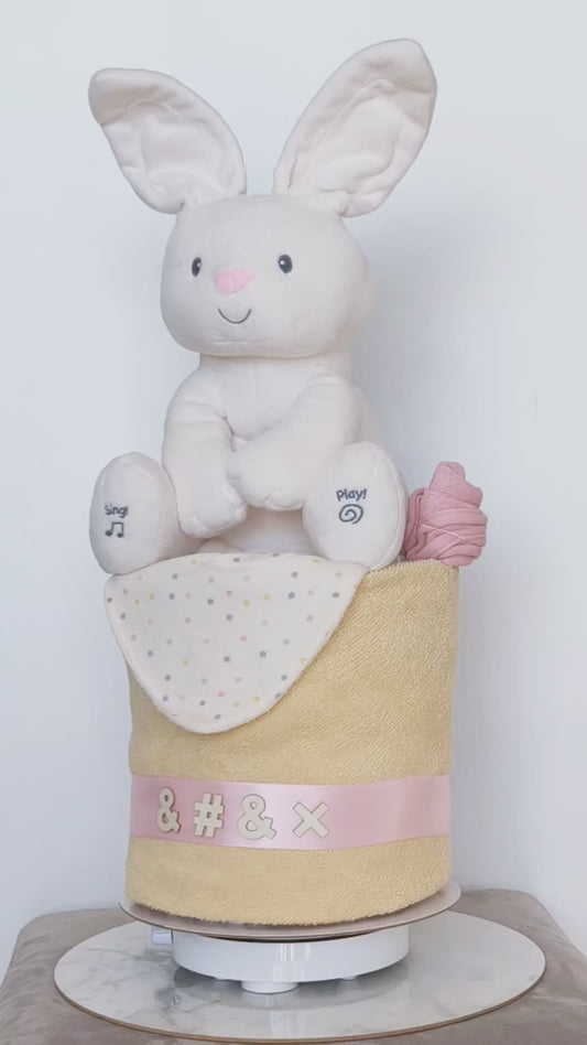 FLORA BUNNY NAPPY CAKE – ANIMATED PLUSH BY GUND