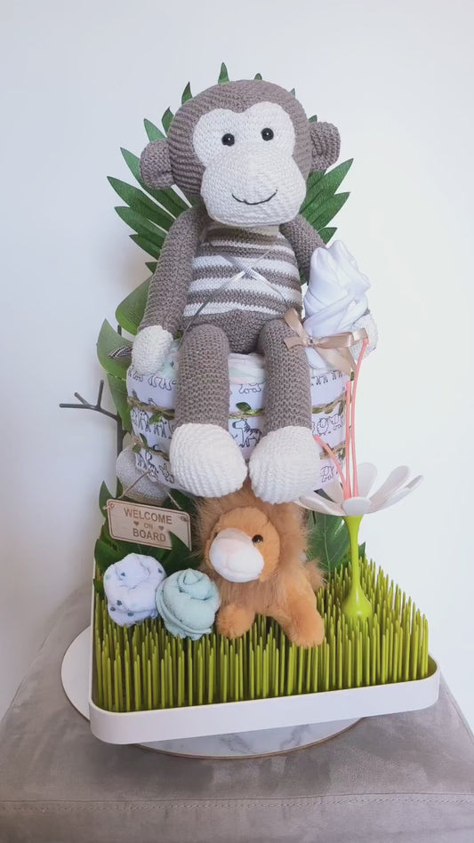 Monkey In The Jungle Nappy Cake - LIMITED EDITION