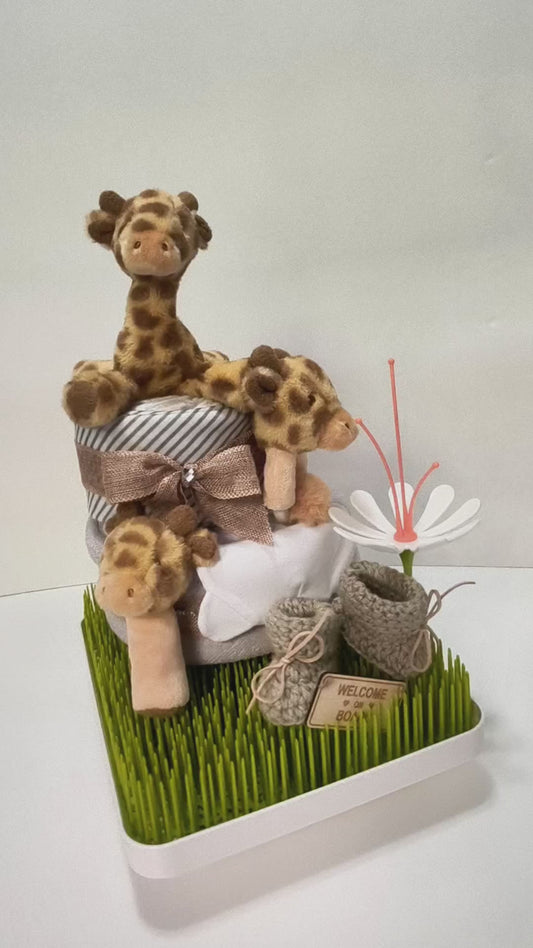 Safari Giraffe Welcome Nappy Cake