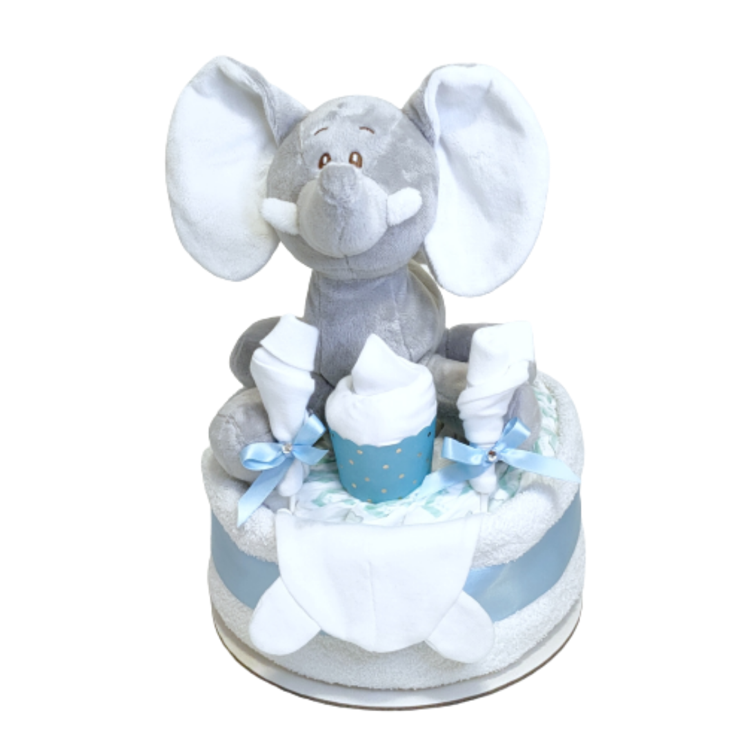 Ellie 1-Tier Nappy Cake - Blue - Nappie Cakes