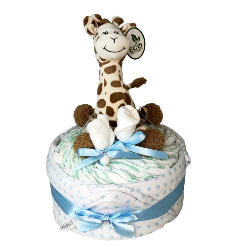 Giraffe 1-Tier Nappy Cake | Baby Boy - Nappie Cakes