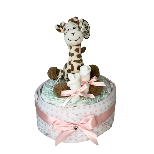 Giraffe 1-Tier Nappy Cake | Baby Girl - Nappie Cakes