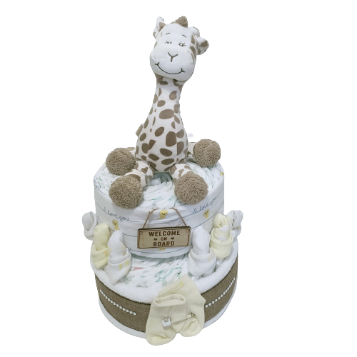 Giraffe 2-Tier Nappy Cake | Unisex - Nappie Cakes
