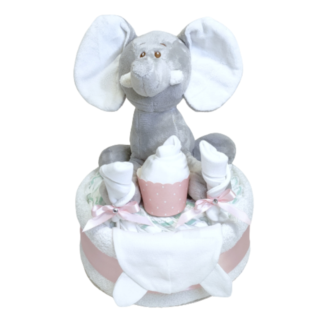 Ellie 1-Tier Nappy Cake - Pink - Nappie Cakes