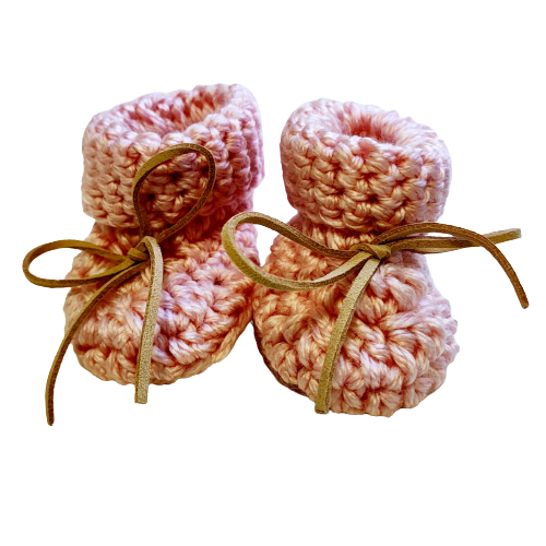 adorable pink handmade booties newborn baby gift crafted with soft yarn and cute design